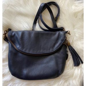 Soft Leather Navy Blue Crossbody Handbag